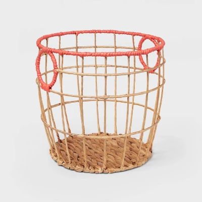 Natural With Fresh Melon Rim Kids' Woven Basket Red - Pillowfort™ - Image 4