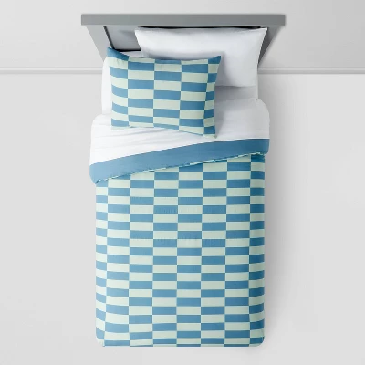 Checkers Kids' Duvet Cover Teal Blue - Pillowfort™ - Image 2