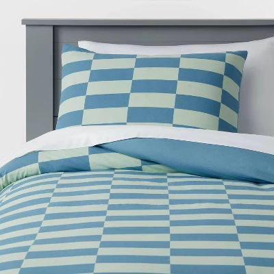Checkers Kids' Duvet Cover Teal Blue - Pillowfort™ - Image 5
