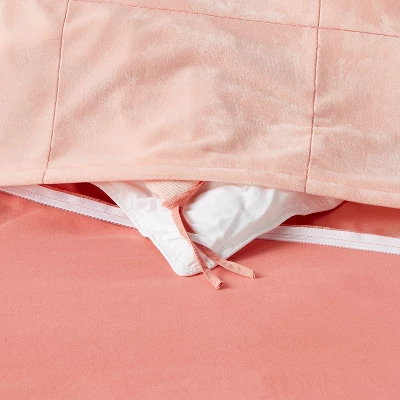 Kids' Duvet Windowpane Velvet Pink - Pillowfort™ - Image 3