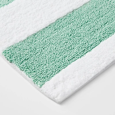 Rugby Striped Kids' Bath Rug Teal - Pillowfort™ - Image 2