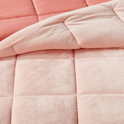 Twin Kids' Comforter Set Windowpane Velvet Pink - Pillowfort™ - Image 2