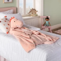 Dinosaur Kids' Hooded Blanket Pink - Pillowfort™