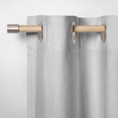 48 - 84" Brushed Nickel Finial Kids' Curtain Rod Natural Wood - Pillowfort™ - Image 2
