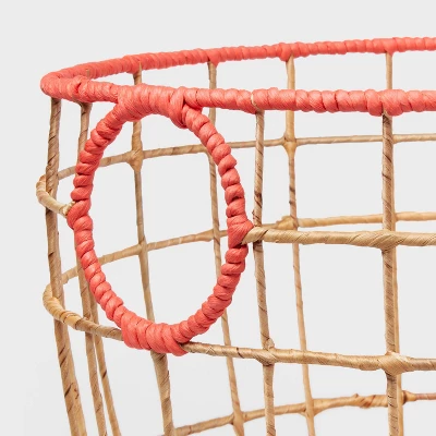 Natural With Fresh Melon Rim Kids' Woven Basket Red - Pillowfort™ - Image 2