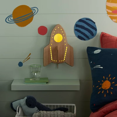 Rocket Wood Lit Kids' Wall Decor - Pillowfort™ - Image 2