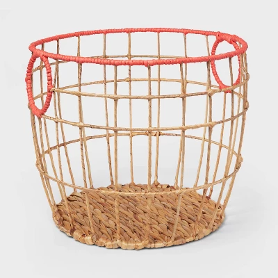 Natural With Fresh Melon Rim Kids' Woven Basket Red - Pillowfort™ - Image 3