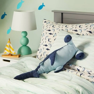 Hammerhead Kids' Throw Pillow Blue - Pillowfort™ - Image 2